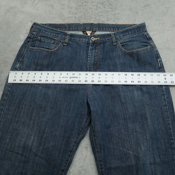 Lucky Brand Jeans Mens 38x31 Blue Piper Relaxed Straight Dungaree Denim Pants - Picture 13 of 15